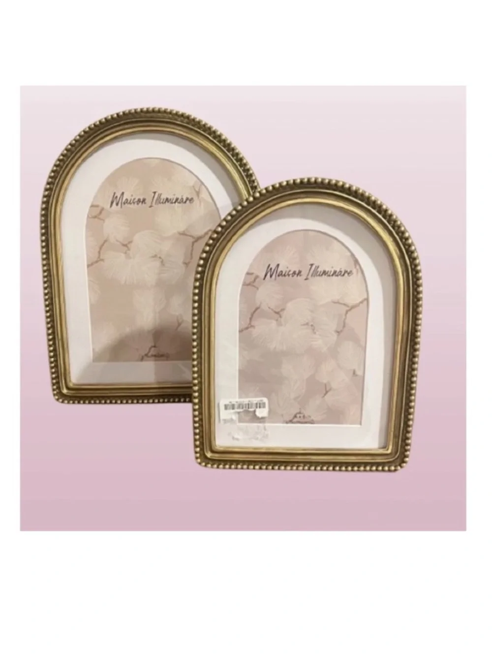 🆕-Maison Illuminare- Set of 2 Gold Arch Beaded Picture Frames. 5x7 & 4x6.